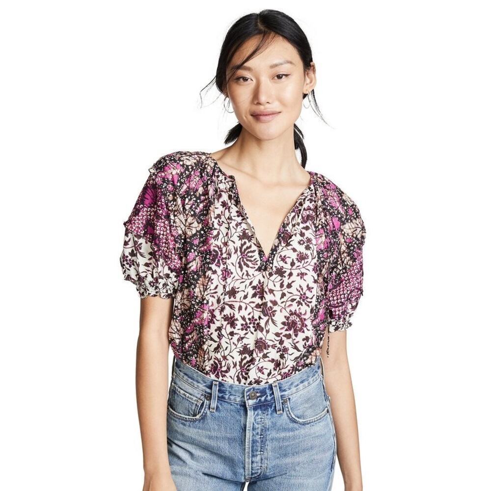 Ulla Johnson 0 Arusi Fuchsia Silk Blouse